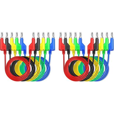 Fils de Test empilables banane à fiche banane, 10 pièces, cable de Test électrique souple, 3,3 pieds/1m pour multimètre 1000V 15A (1/5)