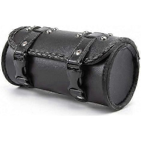 Sacoche de guidon moto en cuir PU, poche à outils vélo, rangement latéral universel pour sissy bar, sacocoche de selle robuste, fixation adaptable. (1/5)