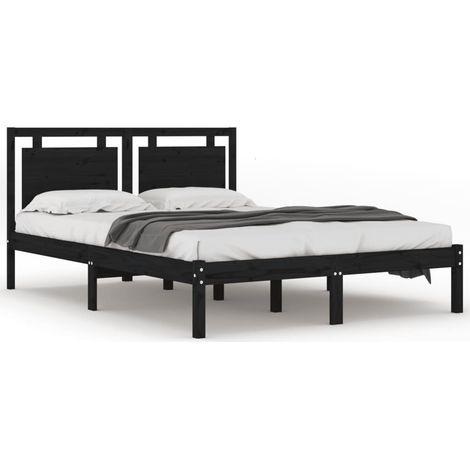 Maison Exclusive - Massivholzbett Schwarz 200x200 cm