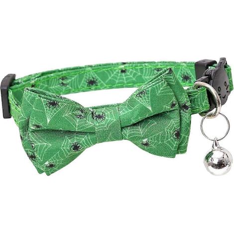 Colliers d'Halloween pour chats avec nœud papillon amovible pour chatons de petite et moyenne taille-Green (1/5)