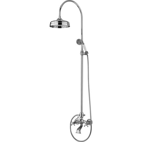 Paffoni – Colonne de douche sans robinetterie ZCOL000CR022L – Finition chromée – Pommeau Ø215 mm – Bec pour baignoire – Douchette avec inverseur