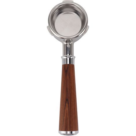 Portafiltre sans fond 58mm compatible Barsetto en acier inoxydable avec poignée en bois d'acajou rouge pour extraction espresso (1/5)