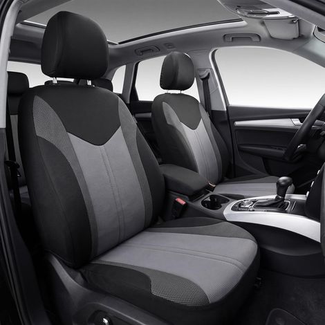 Housse Siege Voiture Avant Universel en Tissu Respirant Anti-Rayures Accessoire Interieur auto Berlines, SUV et Utilitaires,Compatible avec Airbag,Noir et Gris,Facile a Installer et a Nettoyer (1/5)