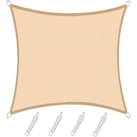 Voile d'ombrage Rectangulaire Carré 3x3m Color Sable,Toile Imperméable Une Protection des Rayons UV à 95%, pour en Plein air, Jardin & terrasse, Piscine (1/5)