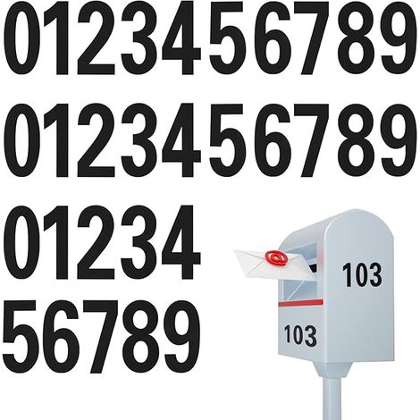 Lntyq 30 Stück 7,6 cm große Briefkastenaufkleber, Zahlenaufkleber 0–9, Zahlenaufkleber für Außenschilder, Türen, Fenster, Autos, Adressnummern (schwarz) (1/5)