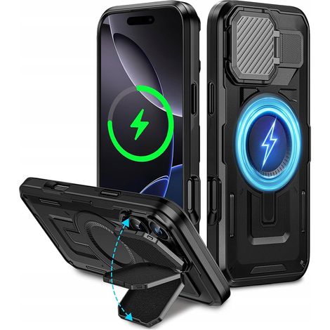 Funda para iPhone 16 Pro Max, parte trasera reforzada, MagSafe, soporte, cubierta, cámara (1/5)