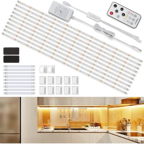 Ruban LED Blanc Chaud 5m, Bande LED 12V Cuisine avec Télécommande et Prise, Kit D'éclairage à Intensité Variable sous Armoire pour Meubles, Escalier, Placard, Cuisine, étagère, 300 LEDs 2700k (1/5)