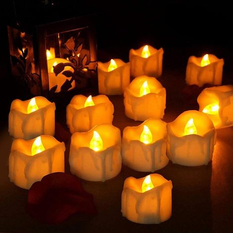 Lot de 12 Bougies à LED, Bougies LED à Pôle Flamme avec Fonction minuteur Lumière Fausses Bougies électriques Réaliste et Bright, Décoration de Halloween Maison Mariage Anniversaire Soirée-Fei Yu (1/3)