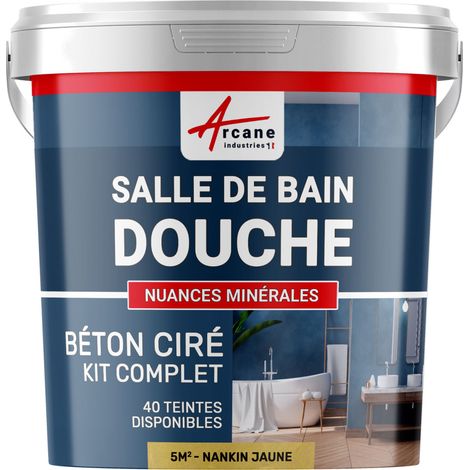 béton ciré, salle de bain, douche italienne, pièce d'eau, kit, beton, cire, salle de bains, douche italienne - 5 m² (en 2 couches) Nankin Jaune - ARCANE INDUSTRIES