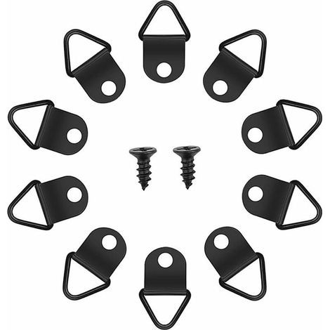 50pcs Picture Hooks for Hanging Pictures, No Drilling Required, Metal Ring Fixings for Picture Frames, Mirror Fixings, Wall Decoration (Black) (1/5)
