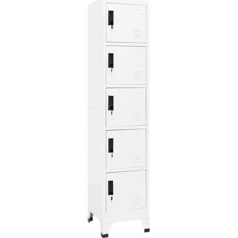 Armario moderno blanco con 5 puertas con cerradura 38 x 40 x 180 cm acero blanco 020047002 (1/5)