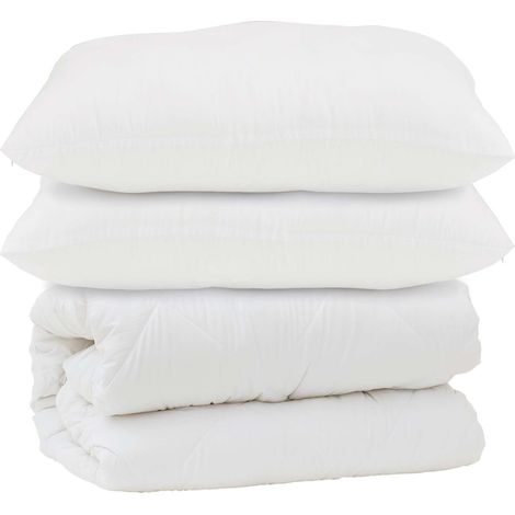 Couette avec oreiller 3 pcs Blanc Microfibre (1/5)