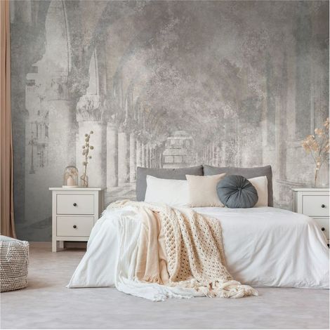 Sfondo fotografico Profhome 399151 Carta da parati TNT goffrata a caldo liscia con motivi architettonici opaca grigio beige 3,71 m x 2,8 m (1/4)