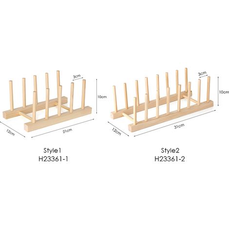 Ein vielseitiger Geschirrständer aus Holz zum Trocknen und Aufbewahren von Geschirr, Tellern, Schüsseln, Tassen, Topfdeckeln und Büchern im Küchenschrank. (1/5)