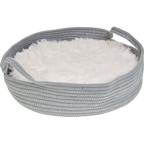 Cama para perro de algodón gris blanco 45 cm poliéster mascota gato asas Dalaman