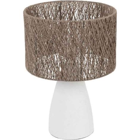 Lampe à poser blanc jute fer 28x41cm (1/3)
