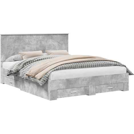 Maison Exclusive - Struttura del letto con cassetto Grigio cemento 160 x 200 cm (1/5)