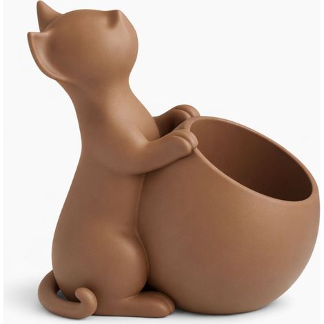 Cache-pot décoratif marron avec un chat (1/3)