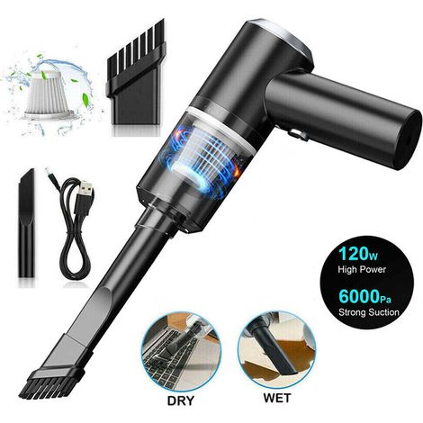 Lot de 3-Aspirateur voiture sans fil sec et humide – Mini puissant rechargeable portable – Nettoyage auto et maison