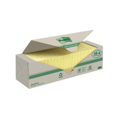POST-IT Haftnotiz Post-it® Recycling Notes 76 x 76 mm (B x H) gelb 100 Bl./Block 24 Block/Pack. (1/4)