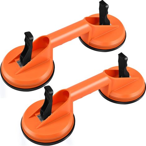 2pcs Ventouse Vitre Ventouse Carrelage Ventouse Double orange 120 mm Aluminium Ventouse en Verre Capacité de levage de pour Fenêtres en Verre,Tuile en Céramique, Objet à Surface Lisse (1/5)