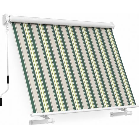 Tenda Da Sole Con Apertura Manuale Copertura Resistente In Poliestere 280G Schermatura Solare Retrattile Per Spazi Outdoor Balcone Veranda E Terrazzo 295x250x50 Cm Verde E Beige (1/5)