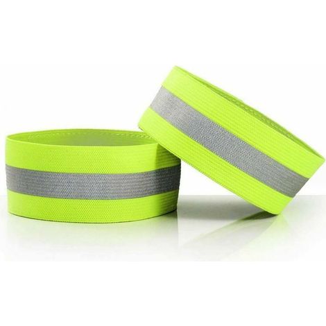 Lot de 2 bandes réfléchissantes haute visibilité pour le cyclisme, la course à pied, les bras, les poignets, les chevilles et comme pinces à pantalon. (1/4)
