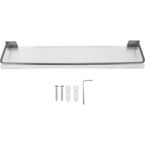 Étagère murale 50 cm en aluminium gris, support de rangement multi-usages pour salle de bain, cuisine, salon, chambre, espace gain de place. (1/5)