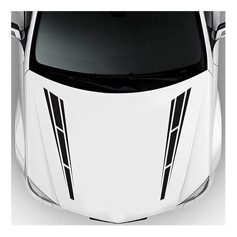 Ahlsen Pieza de pegatina de rayas para el cuerpo del capó del coche, pegatina gráfica universal de PVC, pegatina exterior de rayas laterales para la mayoría de los vehículos, color negro (1/5)