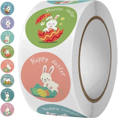 Rollo de pegatinas de Pascua, rollo de pegatinas de huevos de Pascua, pegatinas con temática de Pascua, etiquetas de huevos de Pascua (1/5)