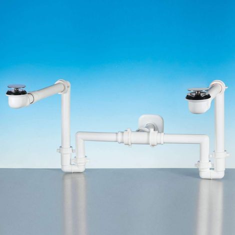 Platzsparsiphon für Dopplewaschbecken lira A.3200  weiß