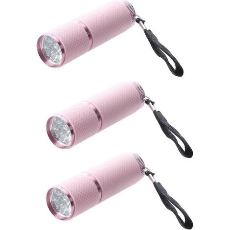 3x Mini-Taschenlampe für den Außenbereich, pink, gummiert, 9 LEDs (1/5)