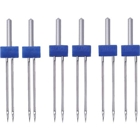Lot de 6 aiguilles jumelées pour machine à coudre, double stretch, machine à coudre