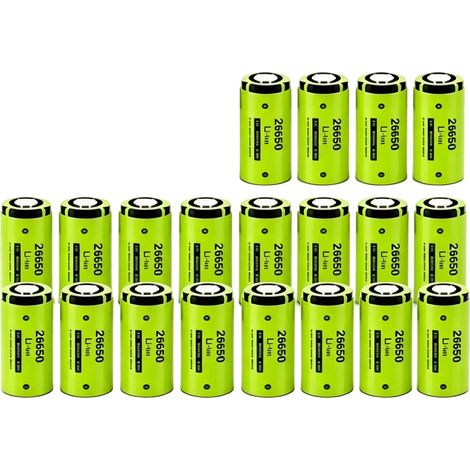 Batería recargable de iones de litio, alta capacidad de 5000 mAh, alimentación fiable, 20 unidades (26650) (1/2)