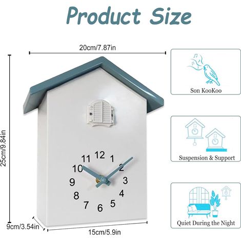 Horloge à coucou moderne avec pendule - Horloge coucou de la Forêt-Noire - Horloge coucou moderne avec voix d'oiseau et fonction de sommeil - Horloge murale moderne pour la maison, le salon (1/5)