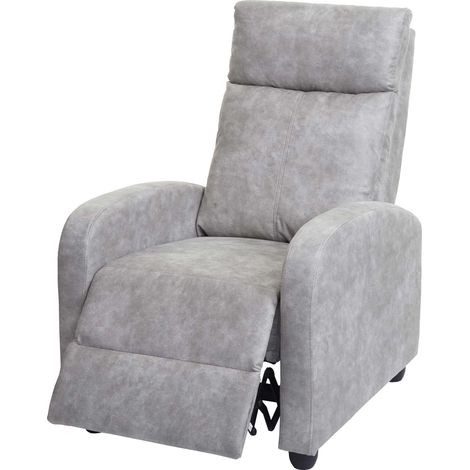 Fernsehsessel HHG-461, Relaxsessel Sessel Liegesessel, Liegefunktion verstellbar Stoff/Textil vintage hellgrau