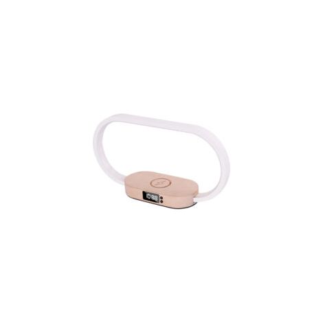 Lampada da comodino con caricatore rapido wireless, orologio, lampada da tavolo touch per camera da letto, decorazione in legno, 3 modalità di colore - 15W - Crezuo