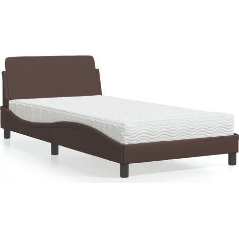 Bett mit Matratze "Dover" Braun 100x200 cm Kunstleder vidaXL (1/5)