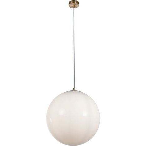 Searchlight Atom II Suspension Atom 40cm Laiton Satiné, Verre Opale (1/4)