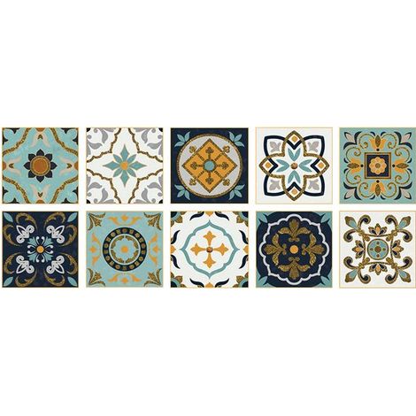 Juego de 10 pegatinas autoadhesivas para azulejos de 10 x 10 cm，pegatinas decorativas para paredes de azulejos para el hogar (1/5)