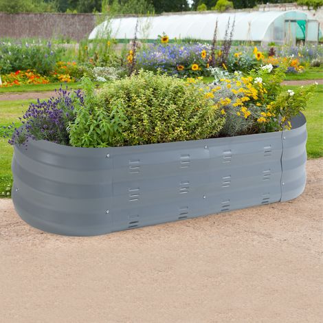 Arriate elevado Alfedena ovalado acero 129x50x25 cm - Antracita [casa.pro]