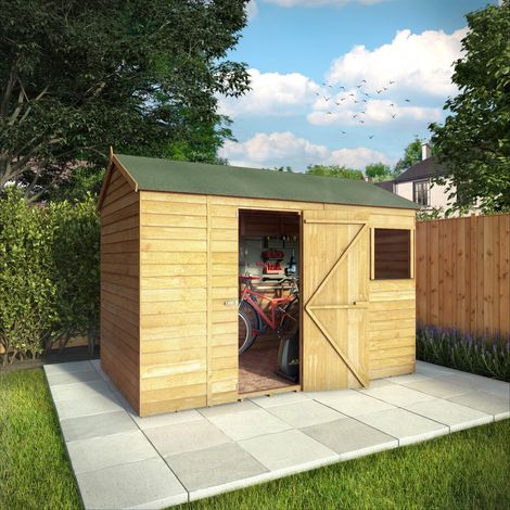 10 x 6 Feet Overlap Reverse Apex Shed - Timber - L190.5 x W299.4 x H221.8 cm - Brown