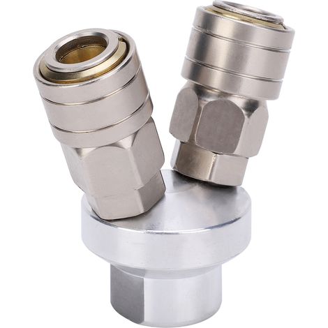 Raccord 2 voies chromé, composant pneumatique, filetage G1/4, coupleur rapide type C SMV (1/5)
