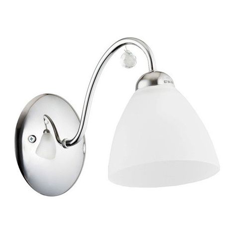 Alfa AMARILLO Chrome Wall Sconce with White Glass Shade, 1-Light Indoor Wall Lamp, E27 Bulb Socket Max 15W, Dimmable Ready, IP20 Modern Fixture for Bedroom Hallway (1/2)