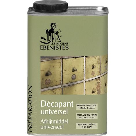 Les Anciens Ebenistes – Décapant universel 1L – Élimine peintures, vernis, colles sur bois, métal, pierre, verre – Formule gélifiée, efficace en 15 min, sans chlorure de méthylène