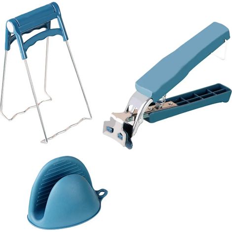 Pinzas para sartén, pinzas para sartén antiadherente, pinza para microondas de acero inoxidable, guantes antiquemaduras de silicona resistentes al calor, pinza para plato caliente de cocina (1/5)