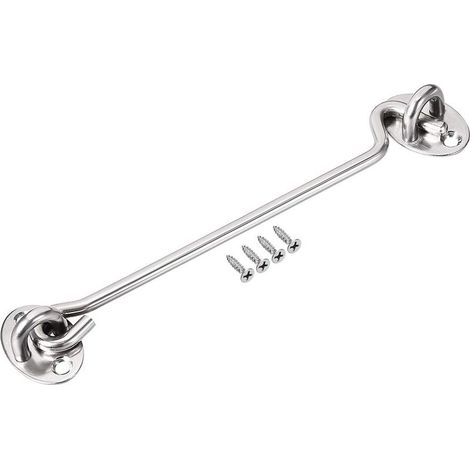 15 cm langer Tür- und Fensterhaken aus Edelstahl, stahlfarben, geeignet für Scheunentorschlösser und Fensterläden, 1 Stück (1/4)