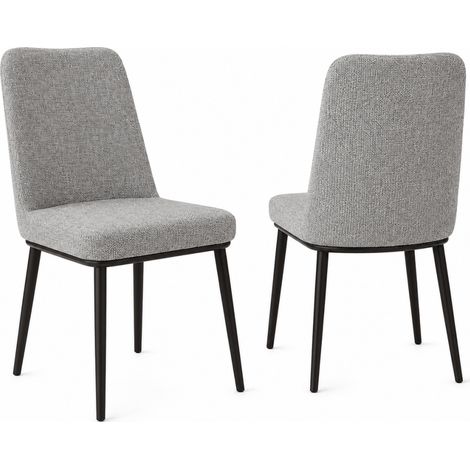 Pack de 4 sillas STACY de 57x45,5x91 cm con patas negras y asiento tapizado gris (1/4)