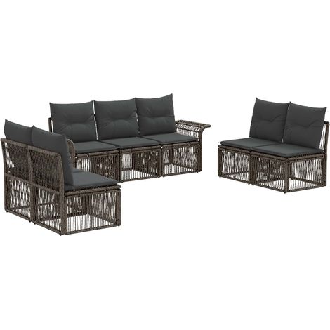 Gartensofa-set 7 pcs Grau Poly-Rattan vidaXL