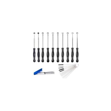Kit de clé de réglage de carburateur Débroussailleuse et tronçonneuse,lot de 10 Outil de réglage de carburateur avec trousse, brosse et kit d'outils de nettoyage